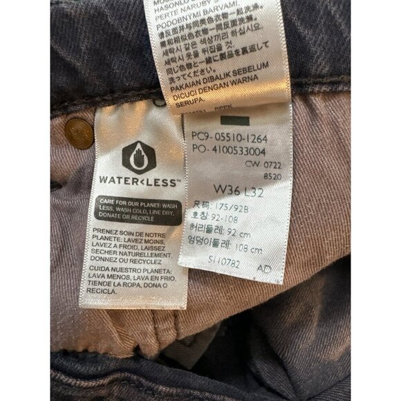 Men's Levis Purple Frayed Hem Waterless Jeans Size 36x32 - Picture 5 of 6